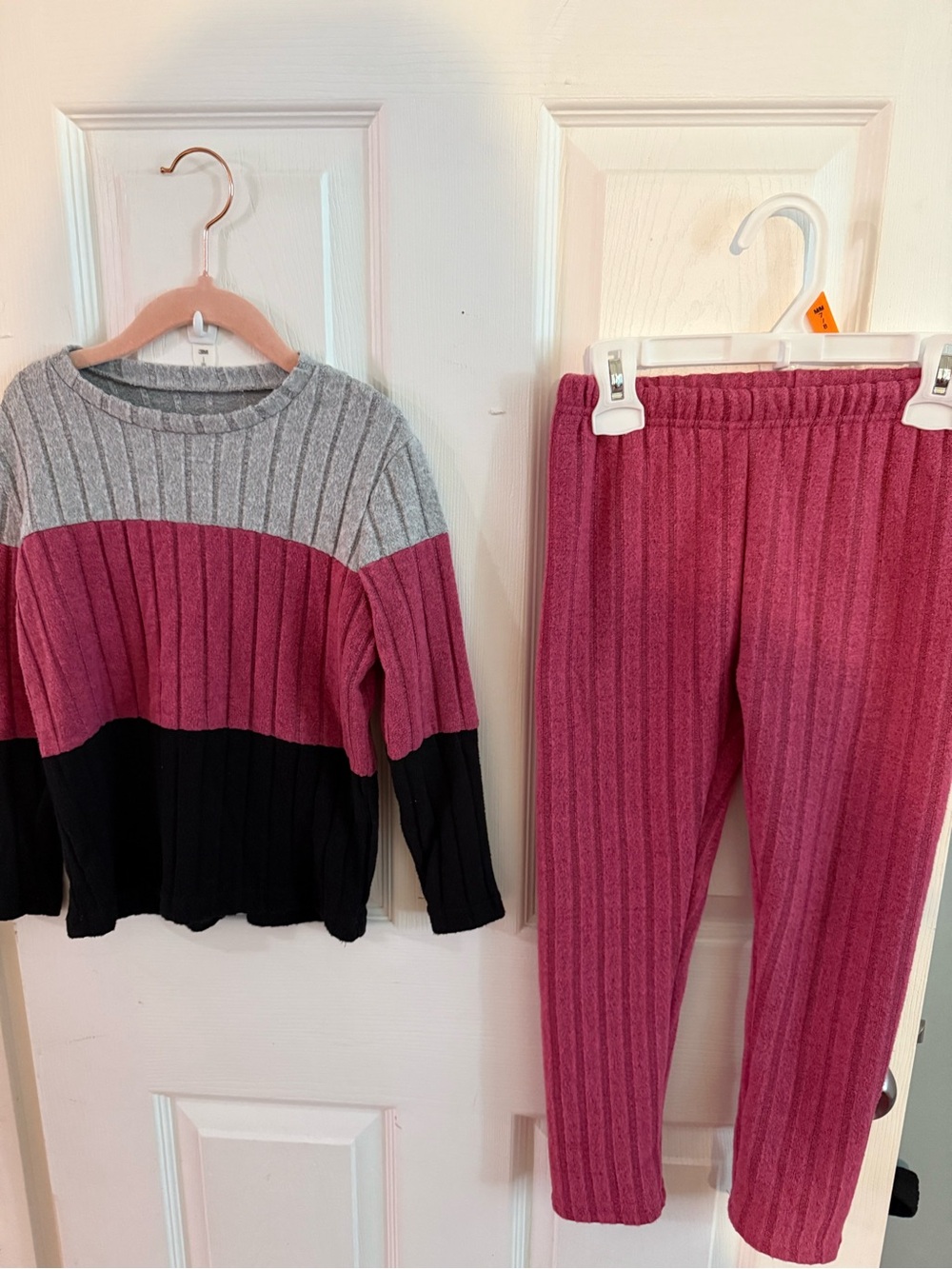 Kids Colorblock Ribbed Set - Pink/Gray/Black